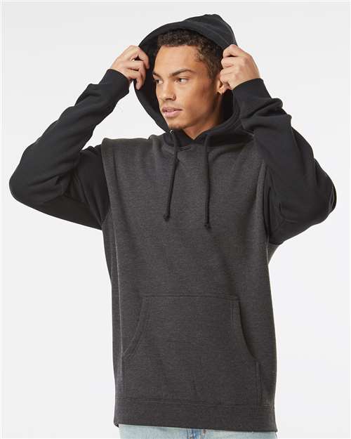 Charcoal Heather/ Black Heavyweight Hooded Sweatshirt - IND4000