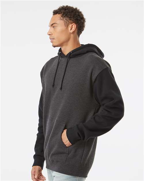 Charcoal Heather/ Black Heavyweight Hooded Sweatshirt - IND4000