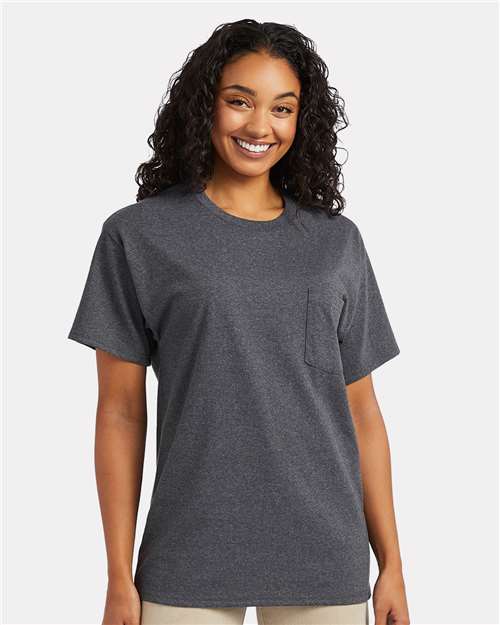 Charcoal Heather Essential-T Pocket T-Shirt - 5290P