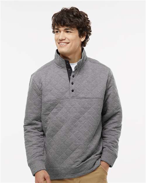 Charcoal Heather Quilted Snap Pullover - 8890