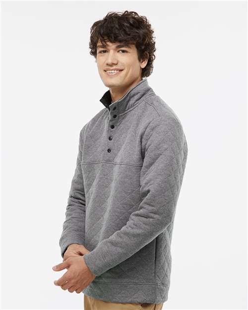 Charcoal Heather Quilted Snap Pullover - 8890
