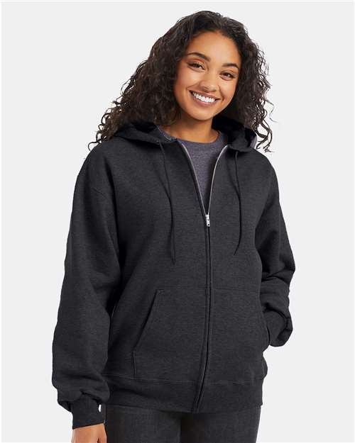 Charcoal Heather Ultimate Cotton® Full-Zip Hooded Sweatshirt - F280