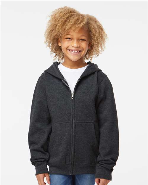 Charcoal Heather Youth Midweight Full-Zip Hooded Sweatshirt - SS4001YZ