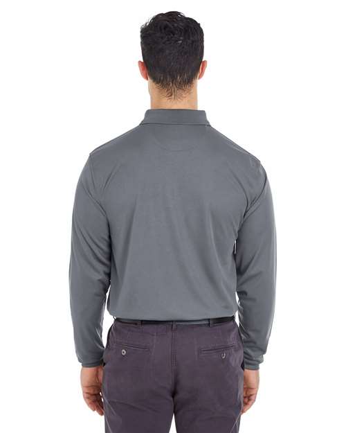 Charcoal Men's Cool & Dry Long Sleeve Mesh Piqué Polo - 8210LS