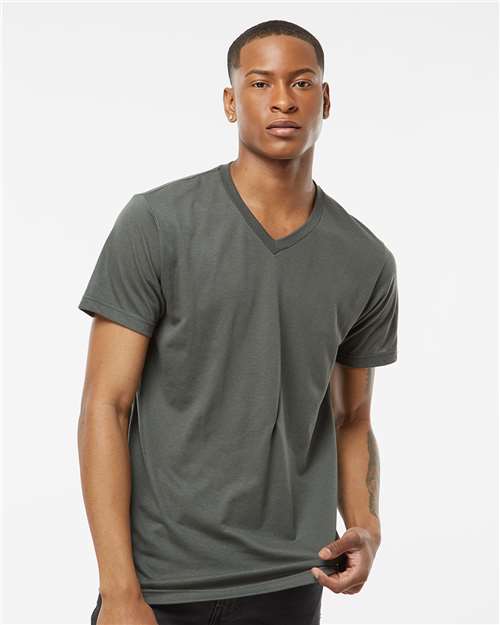 Charcoal Poly-Rich V-Neck T-Shirt - 207