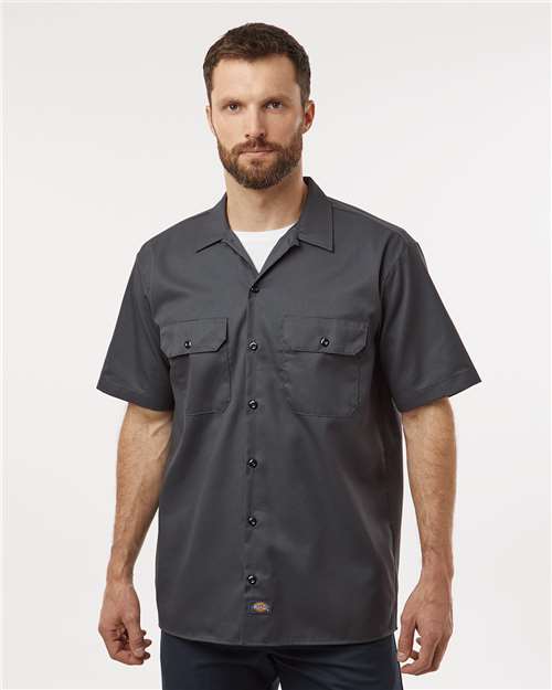 Charcoal Short Sleeve Work Shirt - Tall Sizes - 2574T