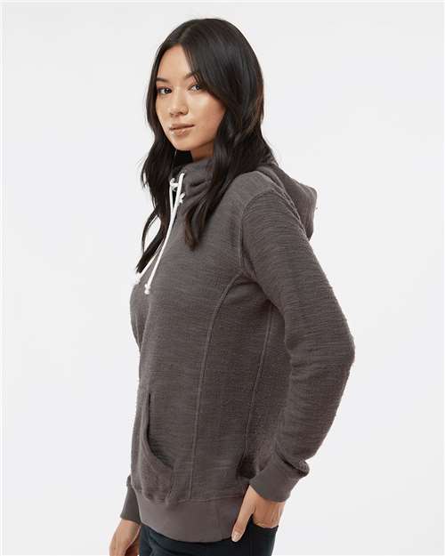 Charcoal Women’s French Terry Sport Lace Scuba Hooded Pullover - 8694