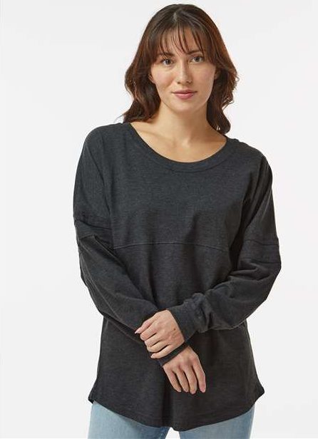 Charcoal Women's Pom Pom Long Sleeve Jersey T-Shirt - BW3514