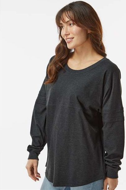 Charcoal Women's Pom Pom Long Sleeve Jersey T-Shirt - BW3514
