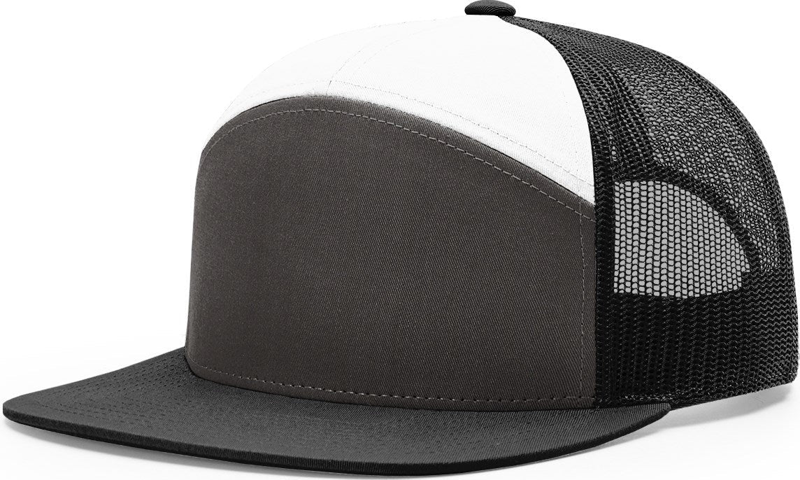 Charcoal/Black/White 7 Panel Trucker