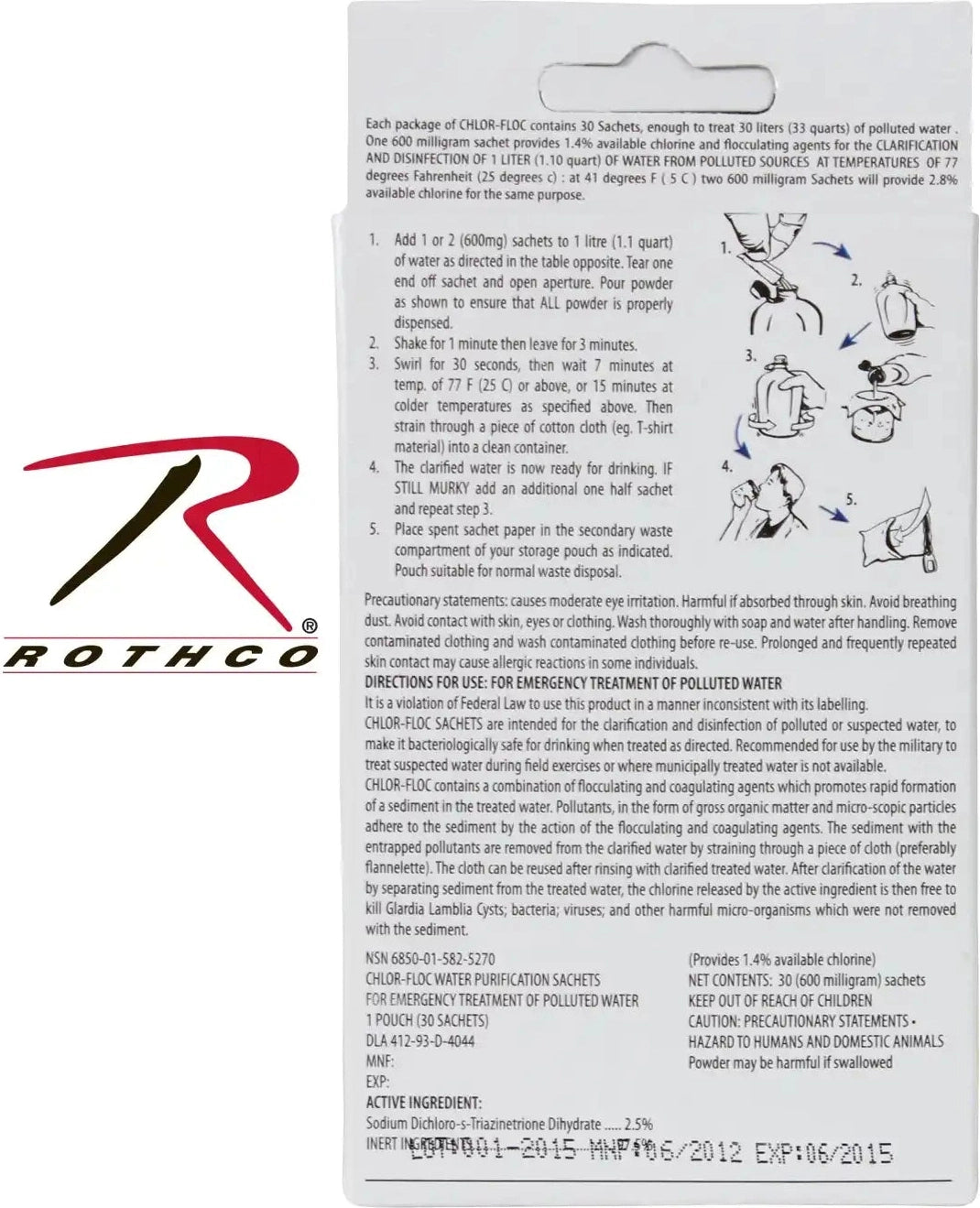 Chlor Floc Military Water Purification Powder Packets