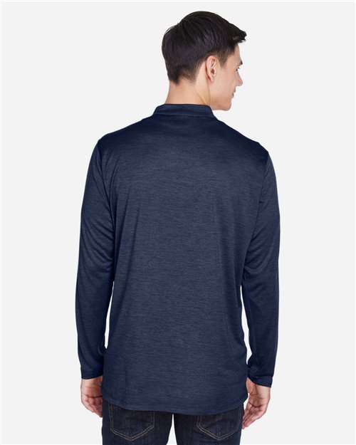 Classic Navy Heather/ Carbon Men's Kinetic Performance Quarter-Zip Pullover - CE401