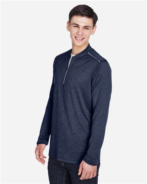 Classic Navy Heather/ Carbon Men's Kinetic Performance Quarter-Zip Pullover - CE401