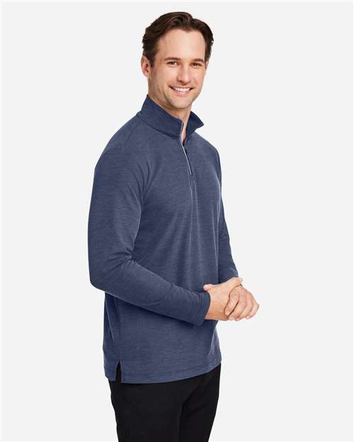 Classic Navy Heather Men's Fusion ChromaSoft™ Pique Quarter-Zip Pullover - CE405