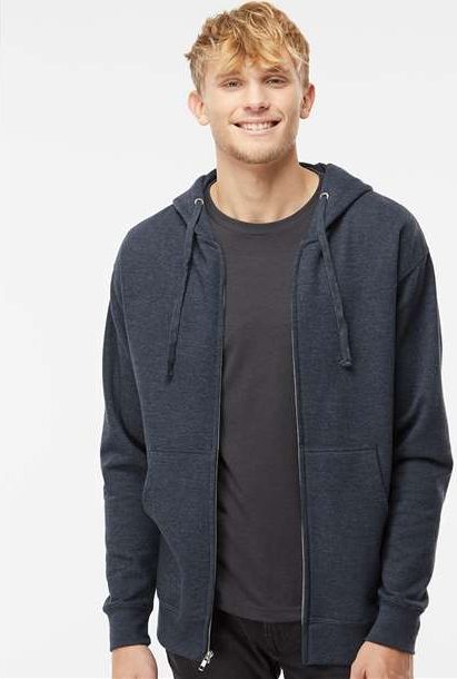 Classic Navy Heather Midweight Full-Zip Hooded Sweatshirt - SS4500Z