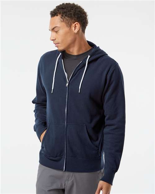 Classic Navy Lightweight Full-Zip Hooded Sweatshirt - AFX90UNZ