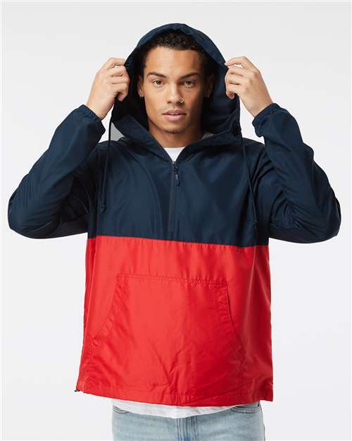 Classic Navy/ Red Lightweight Quarter-Zip Windbreaker Pullover Jacket - EXP54LWP