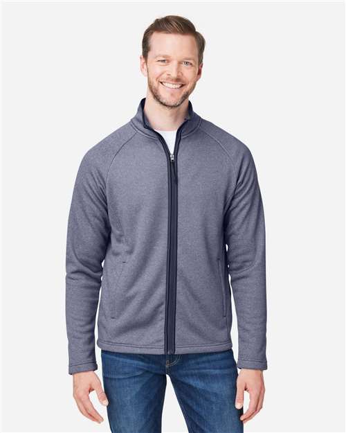 Classic Navy/ White Men's Venture Heathered Stripe Full-Zip - CE72