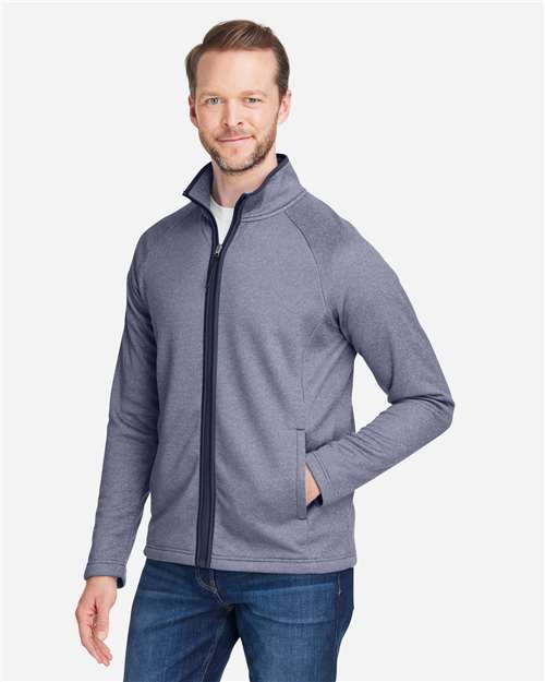 Classic Navy/ White Men's Venture Heathered Stripe Full-Zip - CE72