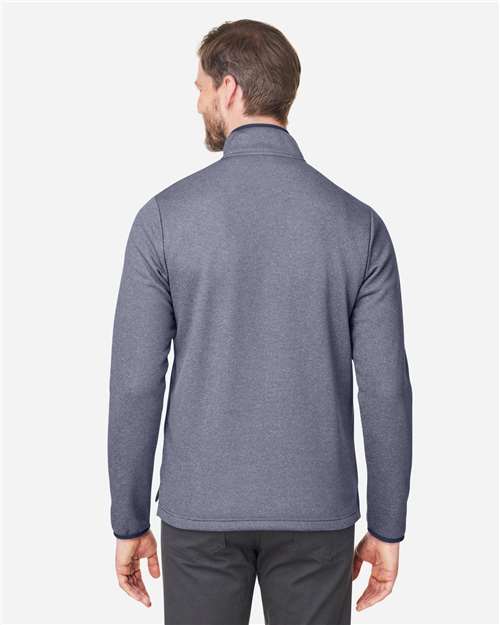 Classic Navy/ White Men's Venture Heathered Stripe Quarter-Zip Pullover - CE73
