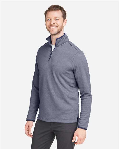 Classic Navy/ White Men's Venture Heathered Stripe Quarter-Zip Pullover - CE73