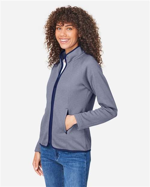 Classic Navy/ White Women's Venture Heathered Stripe Full-Zip - CE72W