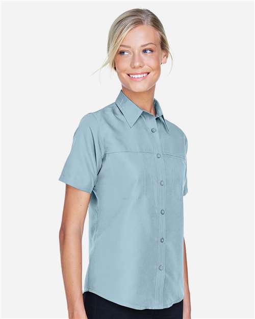 Cloud Blue Women's Key West Short Sleeve Performance Staff Shirt - M580W