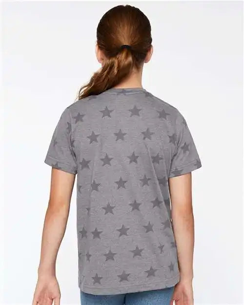 Code Five 2229 Youth Star Print Tee - Granite Heather
