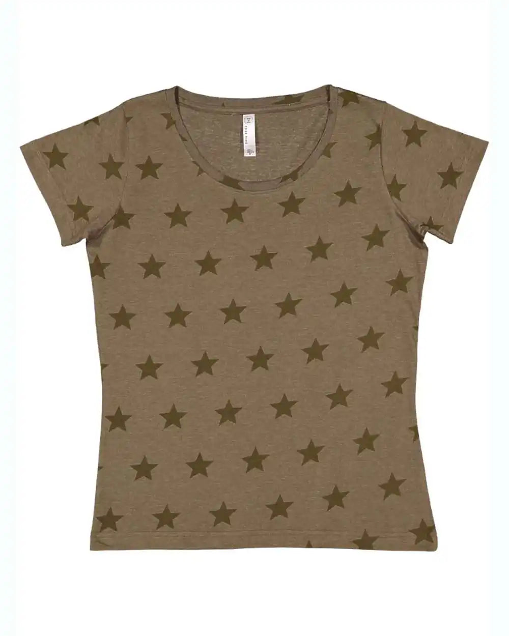 Code Five 3629 Women’s Star Print Scoop Neck Tee - Military Green - s