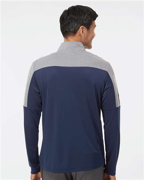 Collegiate Navy/ Grey Three Melange Lightweight Quarter-Zip Pullover - A552