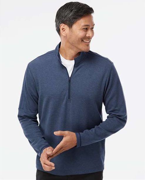 Collegiate Navy Melange 3-Stripes Quarter-Zip Sweater - A554