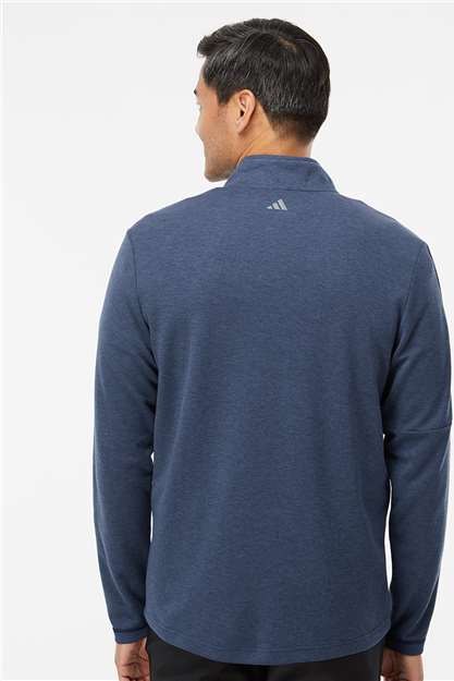Collegiate Navy Melange 3-Stripes Quarter-Zip Sweater - A554
