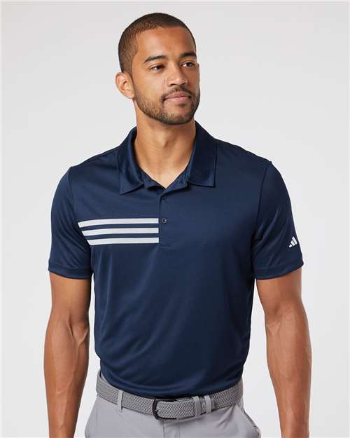 Collegiate Navy/ White 3-Stripes Chest Polo - A324