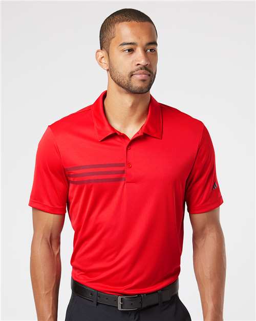 Collegiate Red/ Black 3-Stripes Chest Polo - A324