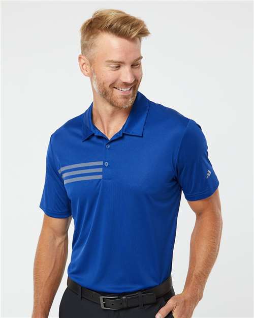 Collegiate Royal/ Grey Three 3-Stripes Chest Polo - A324