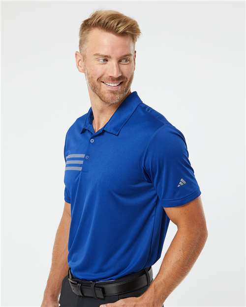 Collegiate Royal/ Grey Three 3-Stripes Chest Polo - A324