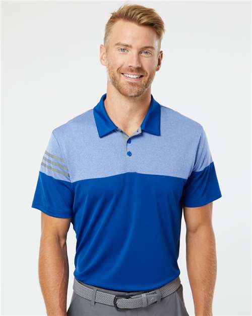 Collegiate Royal Heathered 3-Stripes Colorblocked Polo - A213