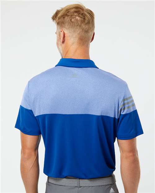 Collegiate Royal Heathered 3-Stripes Colorblocked Polo - A213