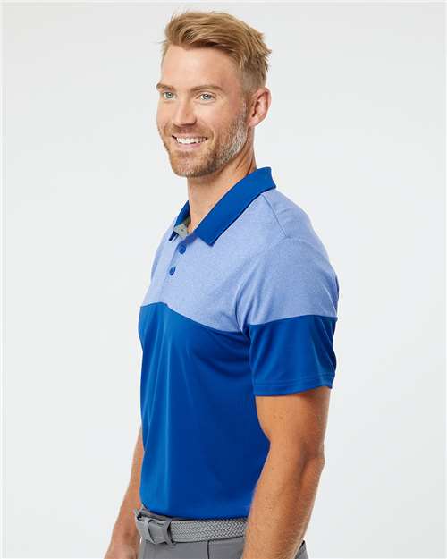 Collegiate Royal Heathered 3-Stripes Colorblocked Polo - A213