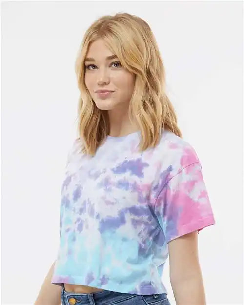Colortone 1050c Women’s Tie-dyed Crop T-shirt - 1050 - Cotton Candy