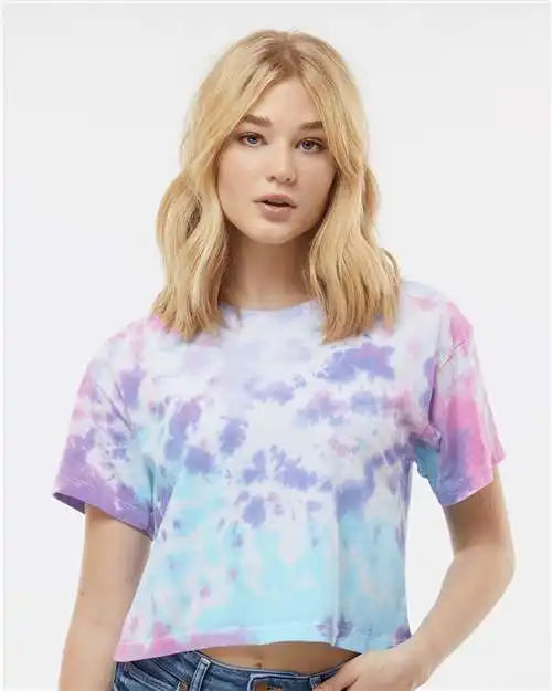Colortone 1050c Women’s Tie-dyed Crop T-shirt - 1050 - Cotton Candy