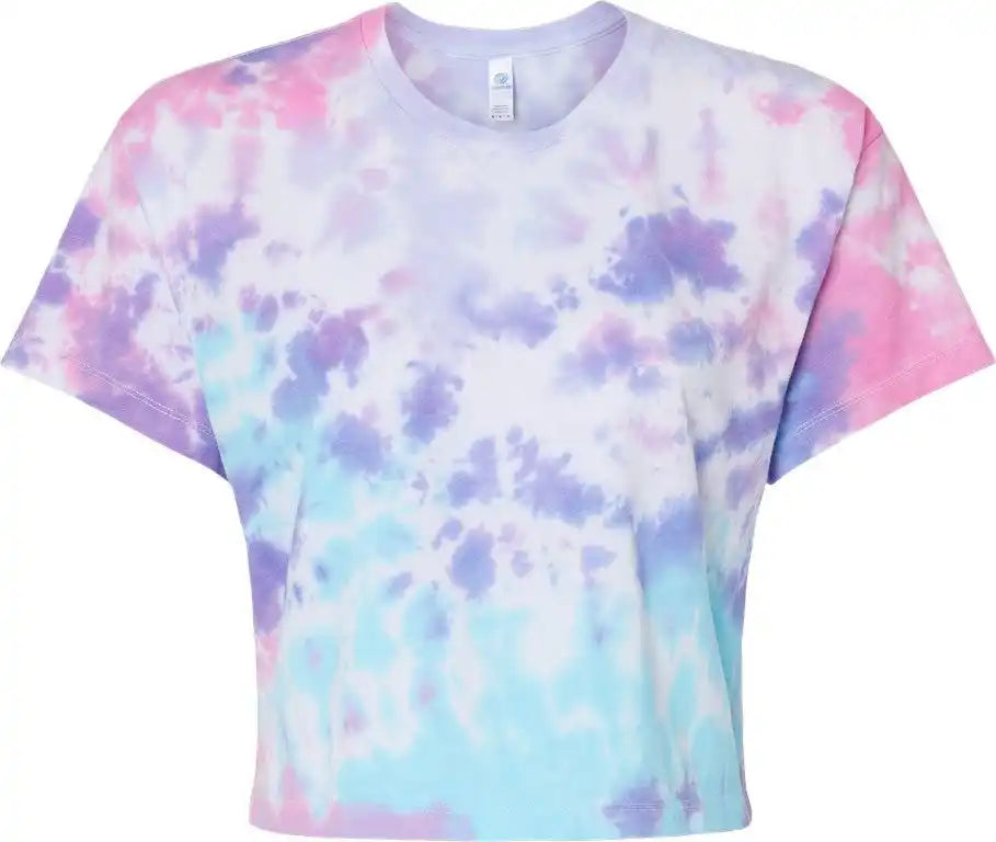 Colortone 1050c Women’s Tie-dyed Crop T-shirt - 1050 - Cotton Candy - Xs