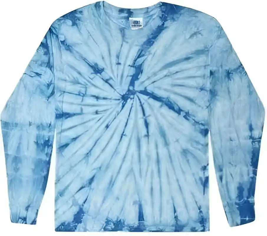 Colortone 2000y Youth Tie-dyed Long Sleeve T-shirt - Spider Baby Blue