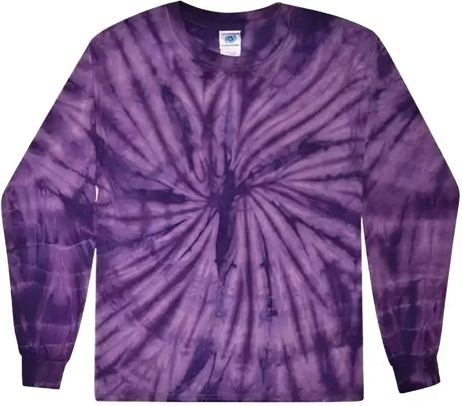 Colortone 2000y Youth Tie-dyed Long Sleeve T-shirt - Spider Purple