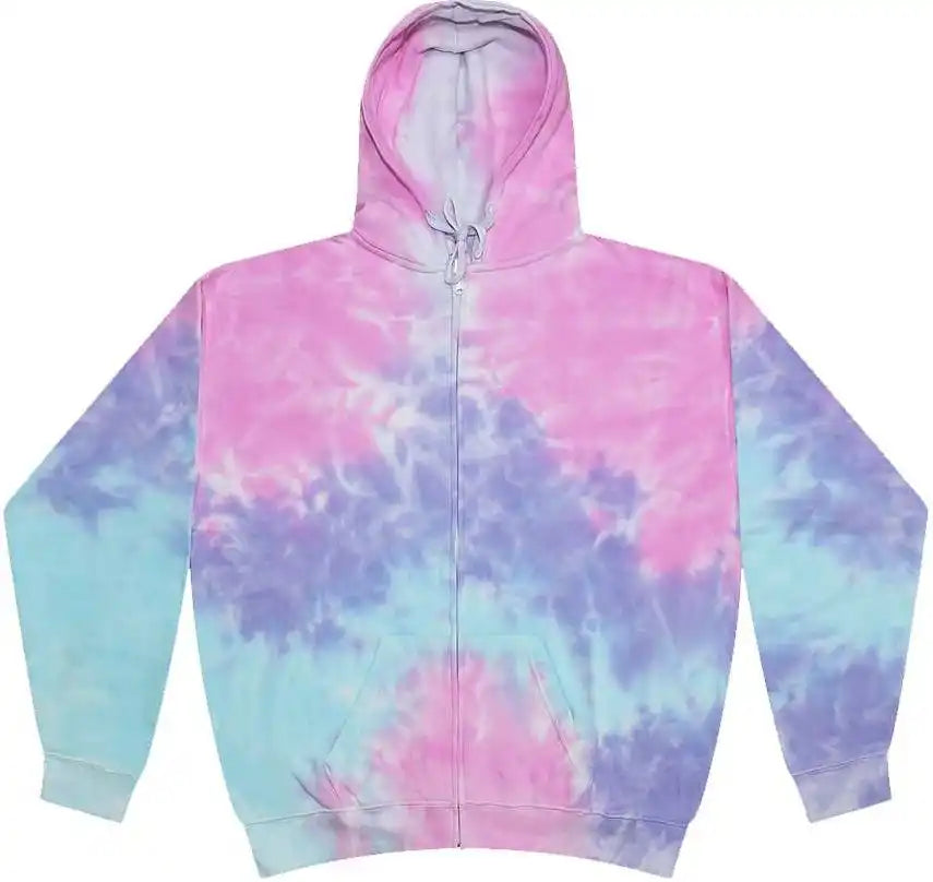 Colortone 8888c Tie-dyed Full-zip Hooded Sweatshirt - 8888 - Cotton Candy - Xs