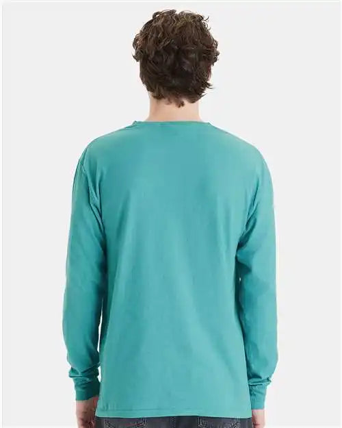 Comfortwash by Hanes Gdh250 Garment-dyed Long Sleeve T-shirt with a Pocket - Spanish Moss