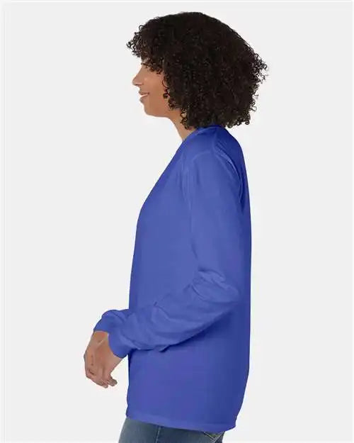 Comfortwash by Hanes Gdh250 Garment-dyed Long Sleeve T-shirt with a Pocket - Deep Forte Blue