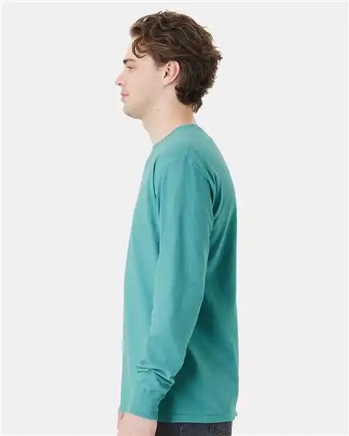 Comfortwash by Hanes Gdh250 Garment-dyed Long Sleeve T-shirt with a Pocket - Spanish Moss