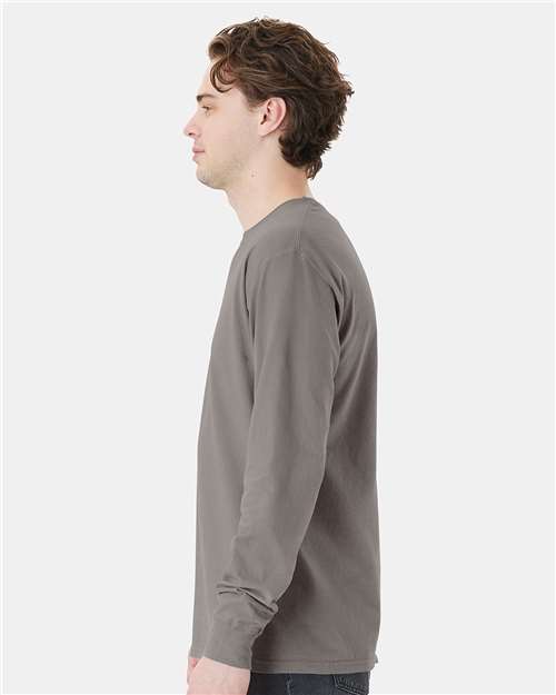 Concrete Grey Garment-Dyed Long Sleeve T-Shirt With a Pocket - GDH250