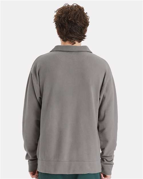 Concrete Grey Garment-Dyed Polo Collar Sweatshirt - GDH490